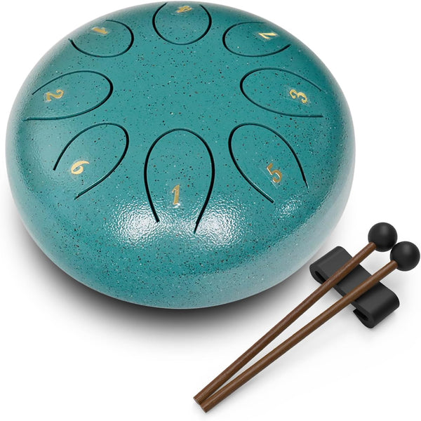 Steel Tongue Drum 6 inch 8 Notes Musical Percussion Instrument, Rain Drum for Outside