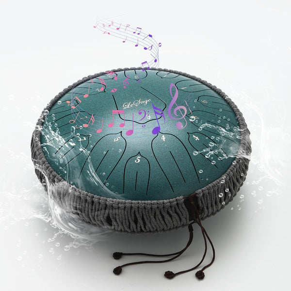 LeSage Rain Steel Tongue Drum for Outside 13 inch 15 note Meditation Handpan Chakra Drum Relaxation Sound Healing Therapy Zen drum Instrument Yoga Gifts