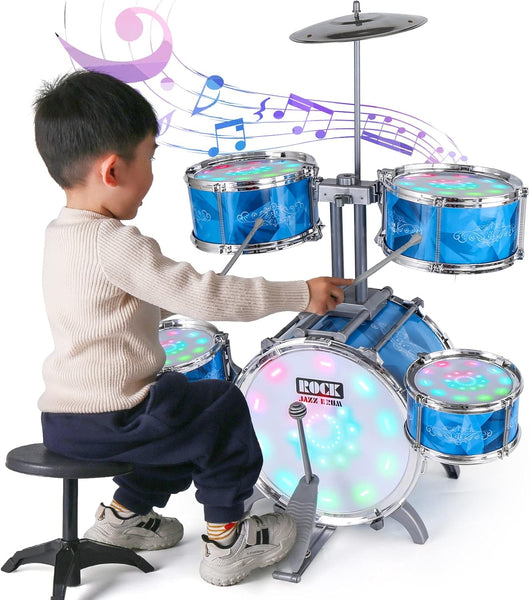 Kids Drum Set for Toddlers with 5 Jazz Drum Kit & Lights