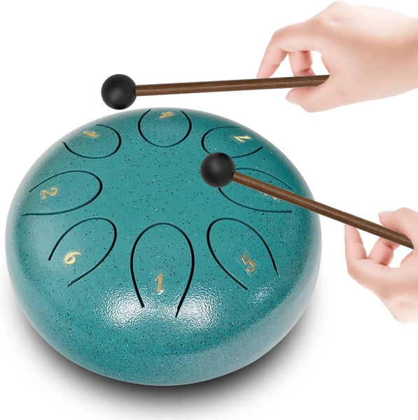 Steel Tongue Drum 6 inch 8 Notes Musical Percussion Instrument, Rain Drum for Outside