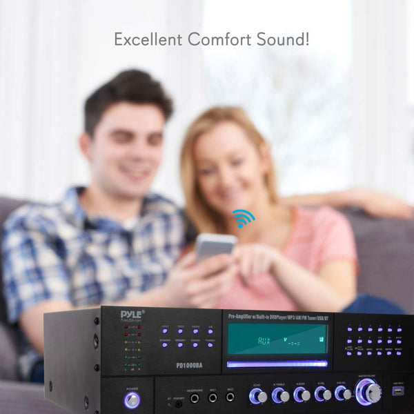4-Channel Wireless Bluetooth Power Amplifier - 1000W Stereo Speaker Home Audio Receiver