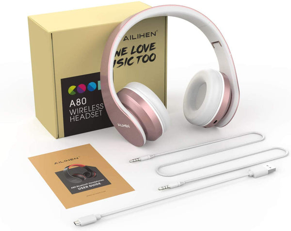 AILIHEN A80 Bluetooth Wireless Headphones Over Ear with Mic Hi-Fi Stereo Wired Foldable