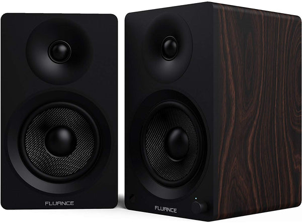 Fluance Ai40B Powered Two-Way 5" 2.0 Bookshelf Speakers with 70W Class D Amplifier for Turntable, PC, HDTV & Bluetooth aptX Wireless Music Streaming (Natural Walnut)