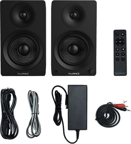 Fluance Ai40B Powered Two-Way 5" 2.0 Bookshelf Speakers with 70W Class D Amplifier for Turntable, PC, HDTV & Bluetooth aptX Wireless Music Streaming (Natural Walnut)