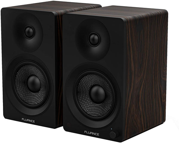 Fluance Ai40B Powered Two-Way 5" 2.0 Bookshelf Speakers with 70W Class D Amplifier for Turntable, PC, HDTV & Bluetooth aptX Wireless Music Streaming (Natural Walnut)