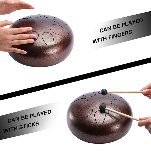 Asmuse Steel Tongue Drum 8 Notes 10 Inch Pan Drum Percussion Steel Drum Instrument with Mallets