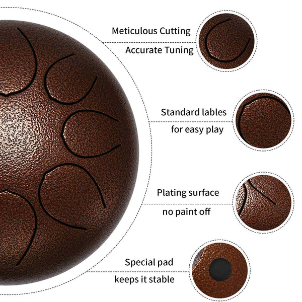 Asmuse Steel Tongue Drum 8 Notes 10 Inch Pan Drum Percussion Steel Drum Instrument with Mallets