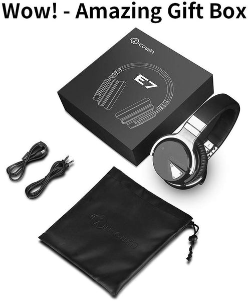 COWIN E7 Active Noise Cancelling Headphones Bluetooth Headphones with Microphone Deep Bass Wireless Headphones Over Ear, Comfortable Protein Earpads, 30 Hours Playtime