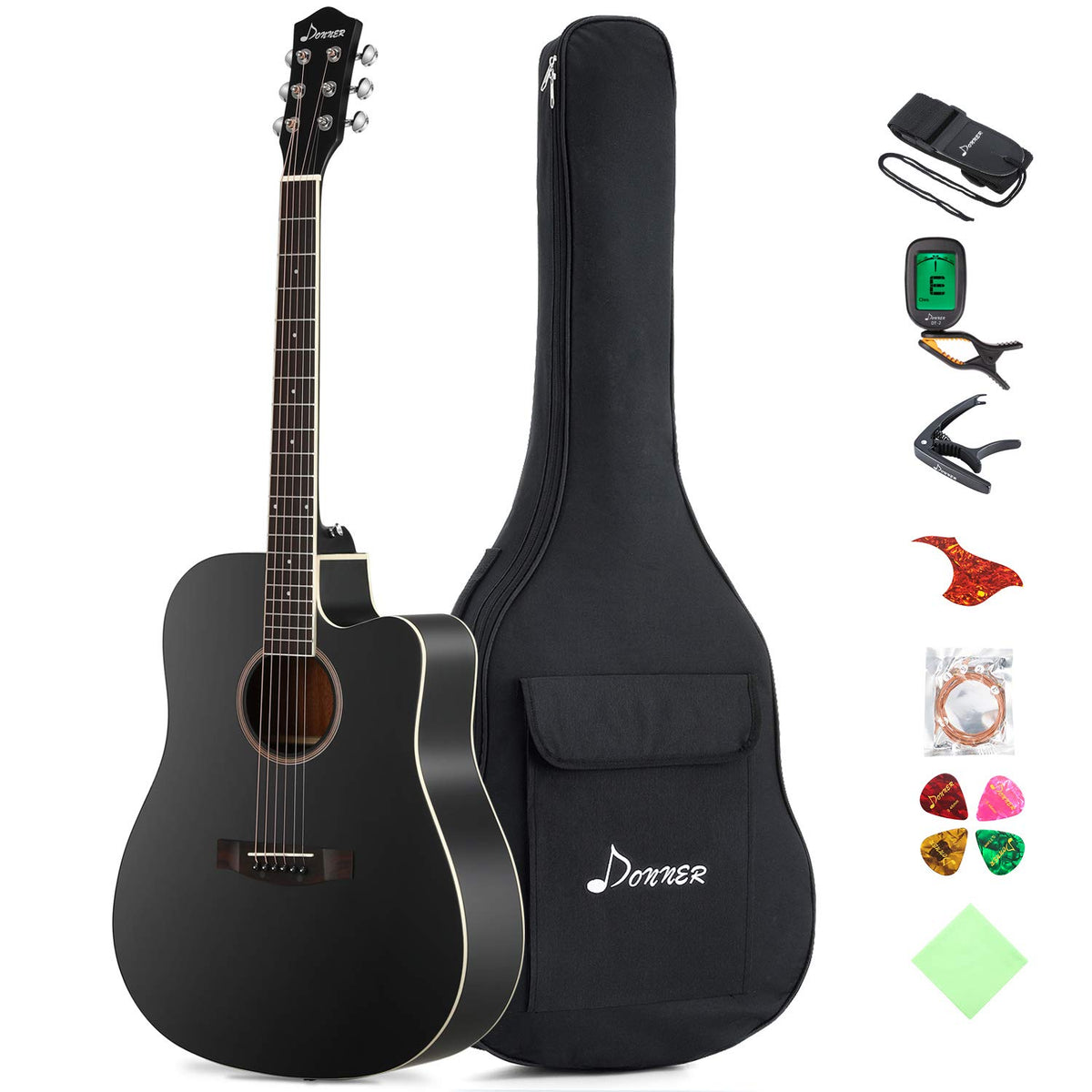 Donner DAG-1CB Black Beginner Acoustic Guitar Full Size – Pete's 