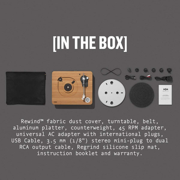 House of Marley, Stir It Up Turntable - 45/33 RPM, USB jack in back for analog to PC recording, Replaceable Cartridge, Bamboo Plinth, EM-JT000-SB Signature Black