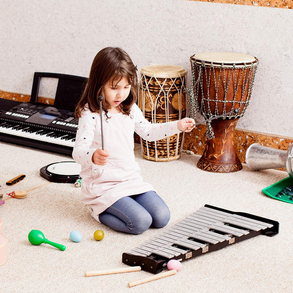 Giantex Percussion Glockenspiel Xylophone Bell Kit 30 Notes w/Practice Pad