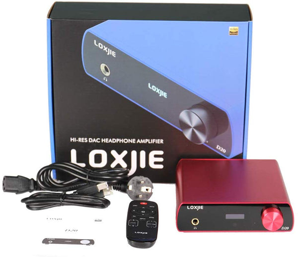 LOXJIE D20 Audio DAC Desktop Digital to Analog Converter & Headphone Amplifier Chip AK4497 Support 32bit/768kHz DSD512 OLED Display(Red)
