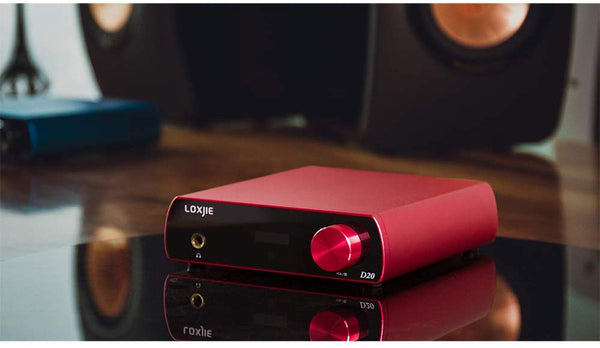 LOXJIE D20 Audio DAC Desktop Digital to Analog Converter & Headphone Amplifier Chip AK4497 Support 32bit/768kHz DSD512 OLED Display(Red)