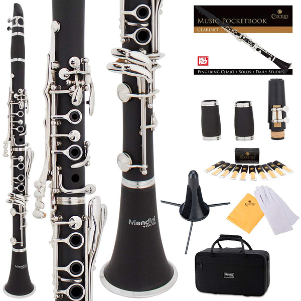 Mendini by Cecilio B Flat Beginner Student Clarinet with 2 Barrels,