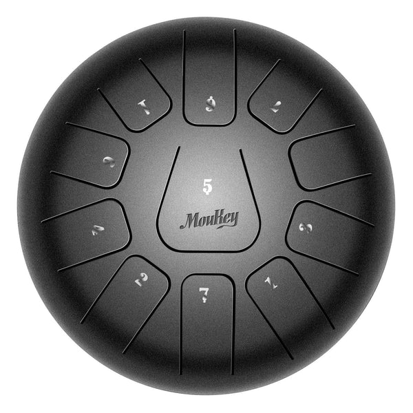 Moukey Mini Tongue Drum Steel Pan Drum 11 Notes 10 Inches Percussion with Padded Travel Bag