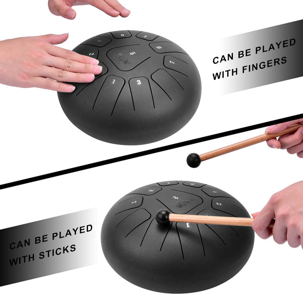 Moukey Mini Tongue Drum Steel Pan Drum 11 Notes 10 Inches Percussion with Padded Travel Bag