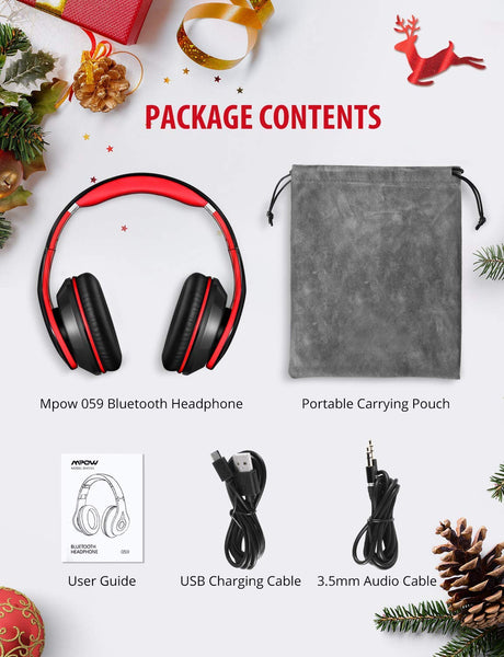 Mpow 059 Bluetooth Headphones Over Ear, Hi-Fi Stereo Wireless Headset, Foldable, Soft Memory