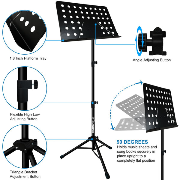 Music Stand, Kasonic Professional Collapsible Music Stand for Music Sheet