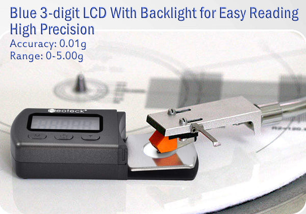 Neoteck Digital Turntable Stylus Force Scale Gauge 0.01g/5.00g Blue LCD Backlight for Tonearm Phono Cartridge