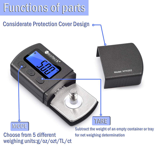 Neoteck Digital Turntable Stylus Force Scale Gauge 0.01g/5.00g Blue LCD Backlight for Tonearm Phono Cartridge