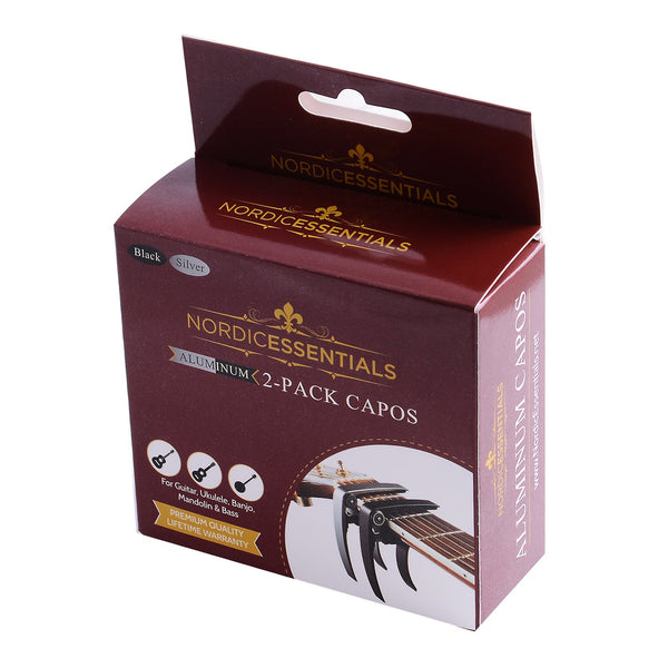 Nordic Essentials Aluminum Metal Universal Guitar Capo, 1.2 oz (2 Pack)