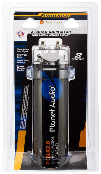 Planet Audio PCBLK2.0 – 2 Farad Car Capacitor For Energy Storage To Enhance Bass Demand From Audio System
