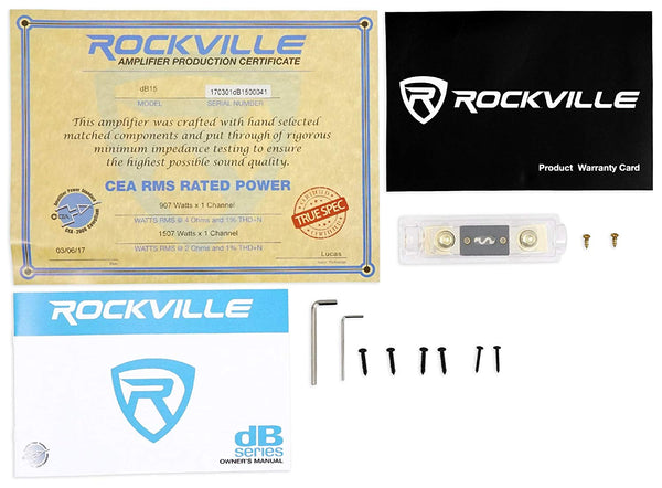 Rockville dB15 6000 Watt/3000w RMS Mono Class D 2 Ohm Amplifier Car Audio Amp
