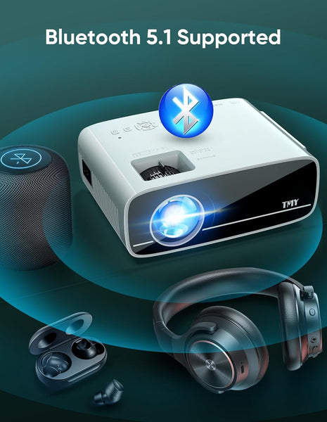 TMY Native 1080P Projector with 5G WiFi and Bluetooth 5.1, 4K Supported Mini Projector