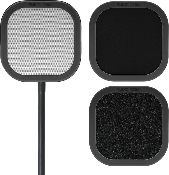 Audio Icon Interchangeable Microphone Pop Filter with Dual-Layer WindScreen for Podcasting