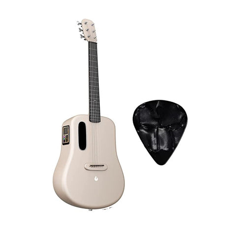 LAVA ME 3 Carbon Fiber Lightweight Guitar with Effects 36-inch Acoustic Guitar Soft | Support Wi-Fi Bluetooth | with Space Bag, Bundle with Guitar Pick | Gold |