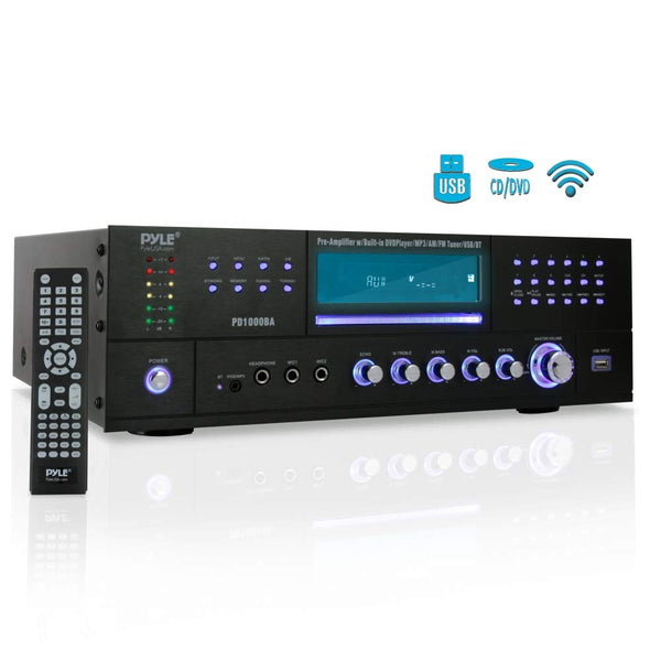 4-Channel Wireless Bluetooth Power Amplifier - 1000W Stereo Speaker Home Audio Receiver