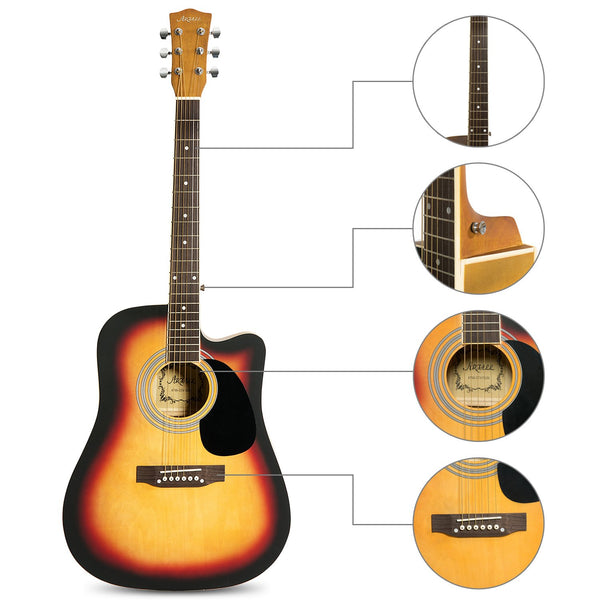 ARTALL 41 Inch Handcrafted Acoustic Cutaway Guitar Beginner Kit