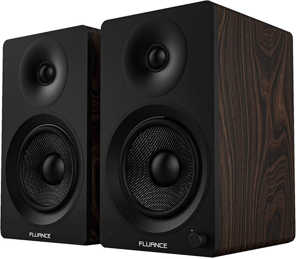 Fluance Ai40B Powered Two-Way 5" 2.0 Bookshelf Speakers with 70W Class D Amplifier for Turntable, PC, HDTV & Bluetooth aptX Wireless Music Streaming (Natural Walnut)
