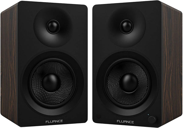 Fluance Ai40B Powered Two-Way 5" 2.0 Bookshelf Speakers with 70W Class D Amplifier for Turntable, PC, HDTV & Bluetooth aptX Wireless Music Streaming (Natural Walnut)