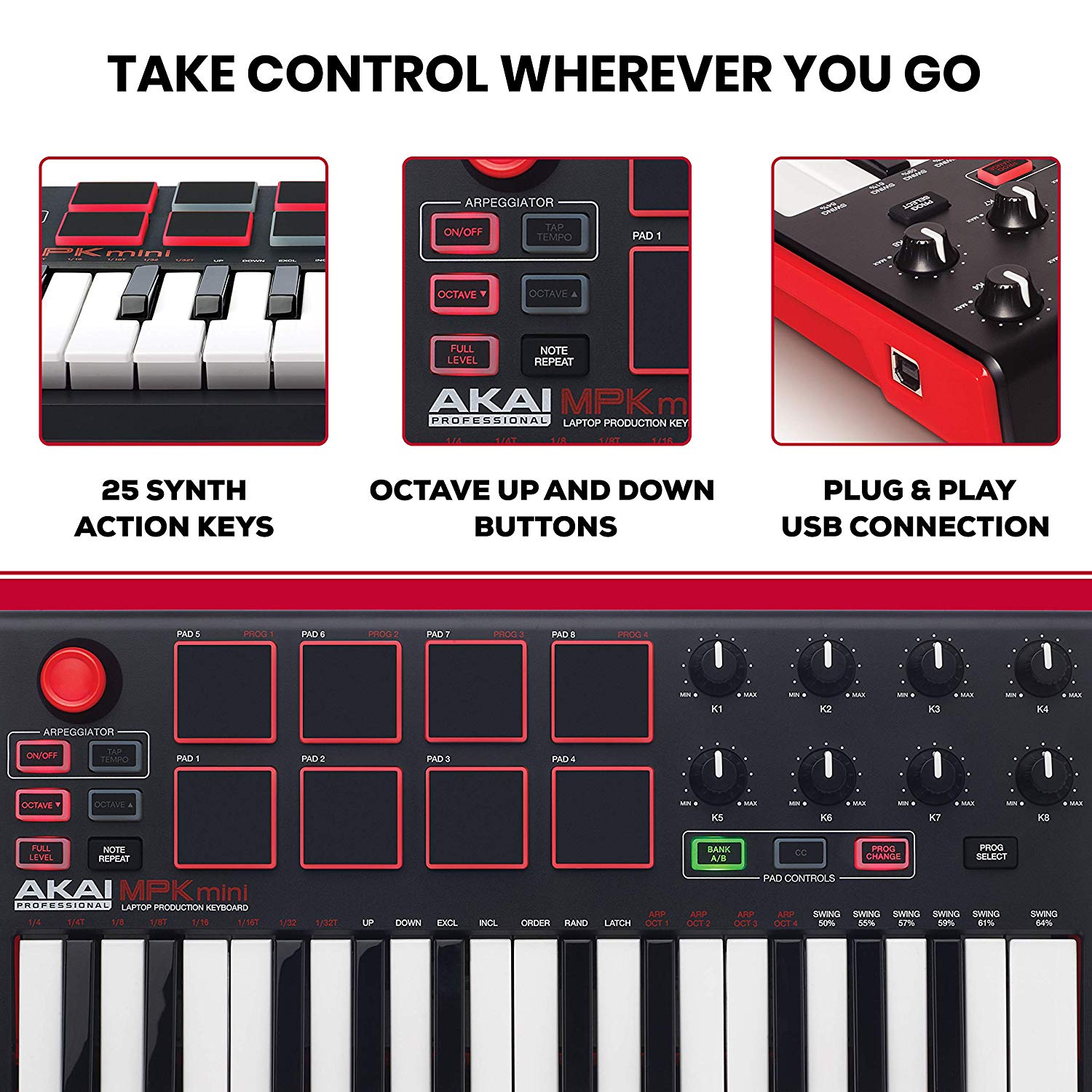 Akai Professional MPK Mini MKII 25 Key Portable USB MIDI Keyboard Pete s Audio Tuners Amplifiers