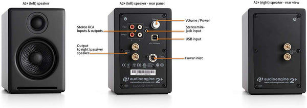Audioengine A2 Plus 60W Powered Desktop Speakers, Built in 24Bit DAC and Analog Amplifier (Black)