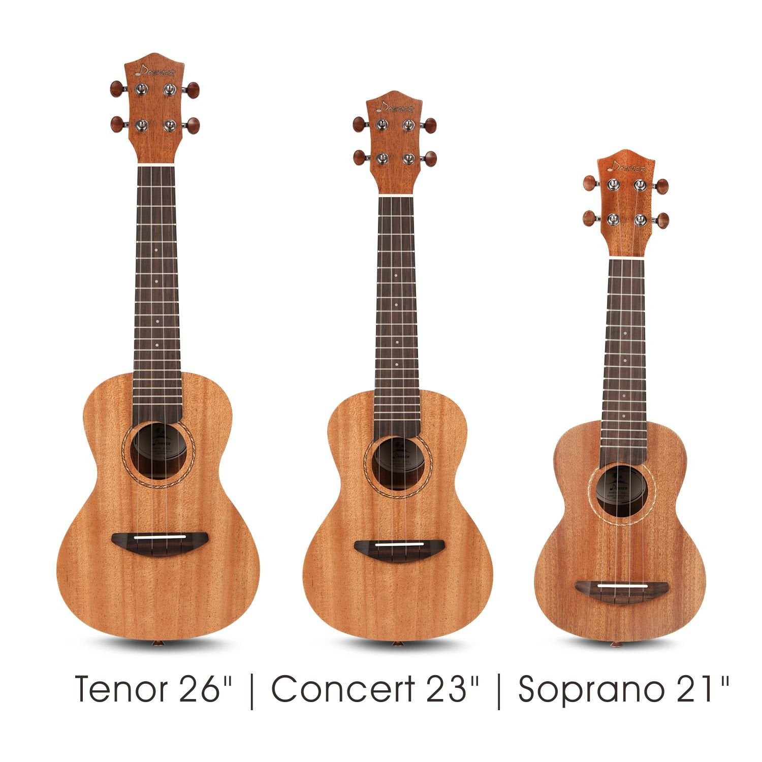 Donner Concert Ukulele Mahogany DUC 1 23 inch with Ukulele Set Strap N Pete s Audio Tuners Amplifiers