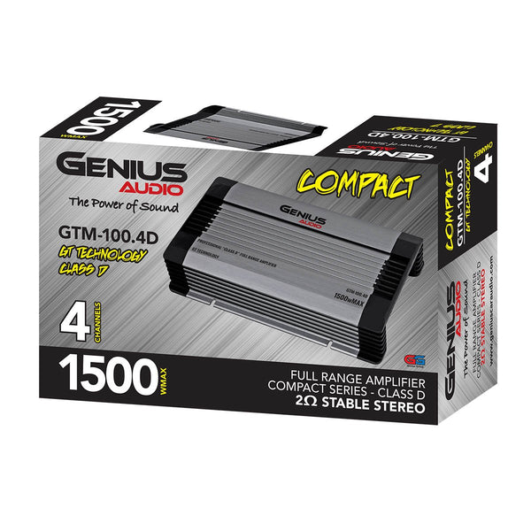 Genius GTM-100.4D 1500 Watts-MAX Compact Car Full Range Amplifier 4 Channel