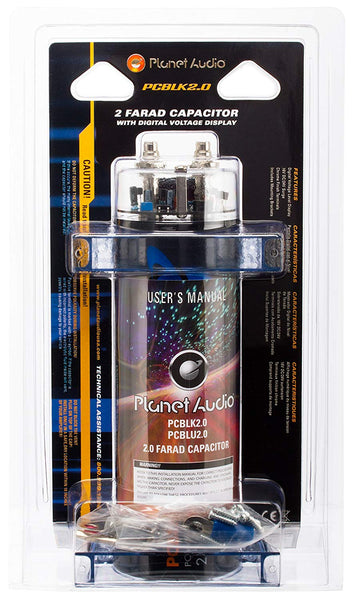 Planet Audio PCBLK2.0 – 2 Farad Car Capacitor For Energy Storage To Enhance Bass Demand From Audio System