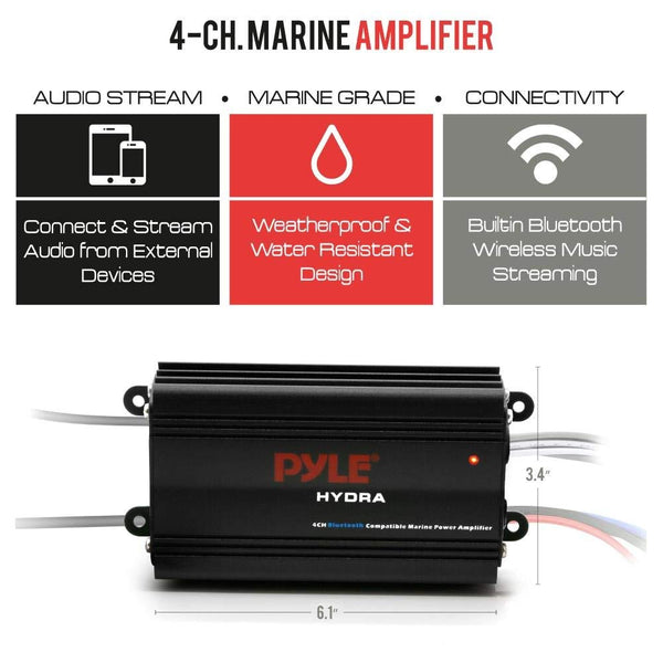 Pyle Auto 4-Channel Marine Amplifier - 200 Watt