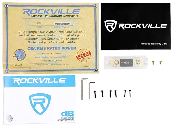 Rockville dB15 6000 Watt/3000w RMS Mono Class D 2 Ohm Amplifier Car Audio Amp