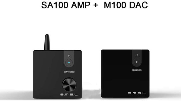 SMSL M100 USB DAC and SMSL SA100 Bluetooth Audio Power Amplifier AK4452 DSD512 HiFi Decoder(Black)