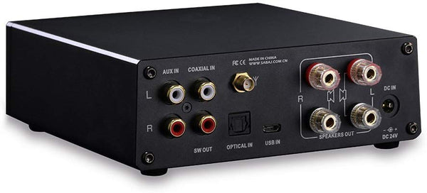 Sabaj A4 HiFi Audio Stereo Bluetooth Digital Amplifier 80Wx2 BT 4.2 Class D Supports Apt-X Bluetooth,USB,Coaxial,Analog,Optical Inputs,Subwoofer Output