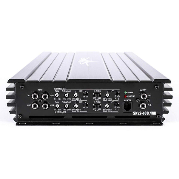 Skar Audio SKv2-100.4AB Full-Range Class A/B MOSFET 4-Channel Car Speaker Amplifier, 800W Max Power