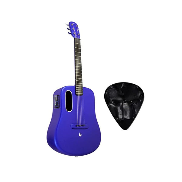 LAVA ME 3 Carbon Fiber Lightweight Guitar with Effects 38-inch Acoustic Guitar Soft | Support Wi-Fi Bluetooth | with Space Bag, Bundle with Guitar Pick | Blue |