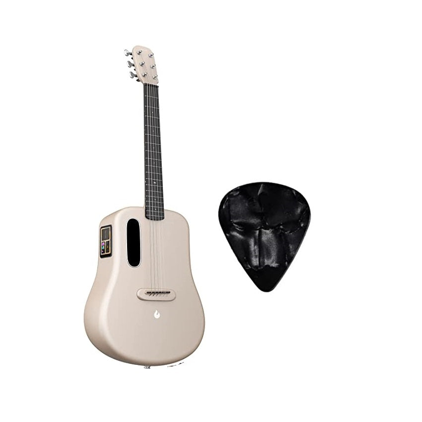 LAVA ME 3 Carbon Fiber Lightweight Guitar with Effects 38-inch Acoustic Guitar Soft | Support Wi-Fi Bluetooth | with Space Bag, Bundle with Guitar Pick | Gold |