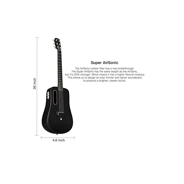 LAVA ME 2 Carbon Fiber Guitar with Effects 36 Inch Acoustic Electric Travel Guitar with Bag Picks and Charging Cable Bundle With Ideal Guitar Pick