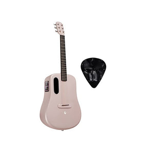 LAVA ME 3 Carbon Fiber Lightweight Guitar with Effects 38-inch Acoustic Guitar Soft | Support Wi-Fi Bluetooth | with Space Bag, Bundle with Guitar Pick | Pink