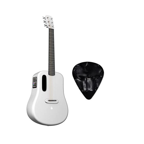 LAVA ME 3 Carbon Fiber Lightweight Guitar with Effects 38-inch Acoustic Guitar Soft | Support Wi-Fi Bluetooth | with Space Bag, Bundle with Guitar Pick | White |